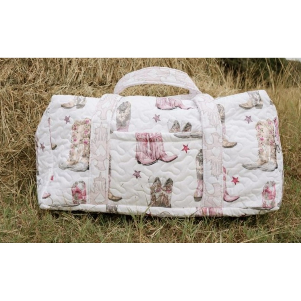Junk Gypsy The Cowgirl Club Pink Boots Duffle Bag NWT